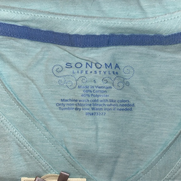 Sonoma Lifestyle Two-Piece Blue Whale Pajamas Short Sleeve Top w/Long Pants - Picture 3 of 5